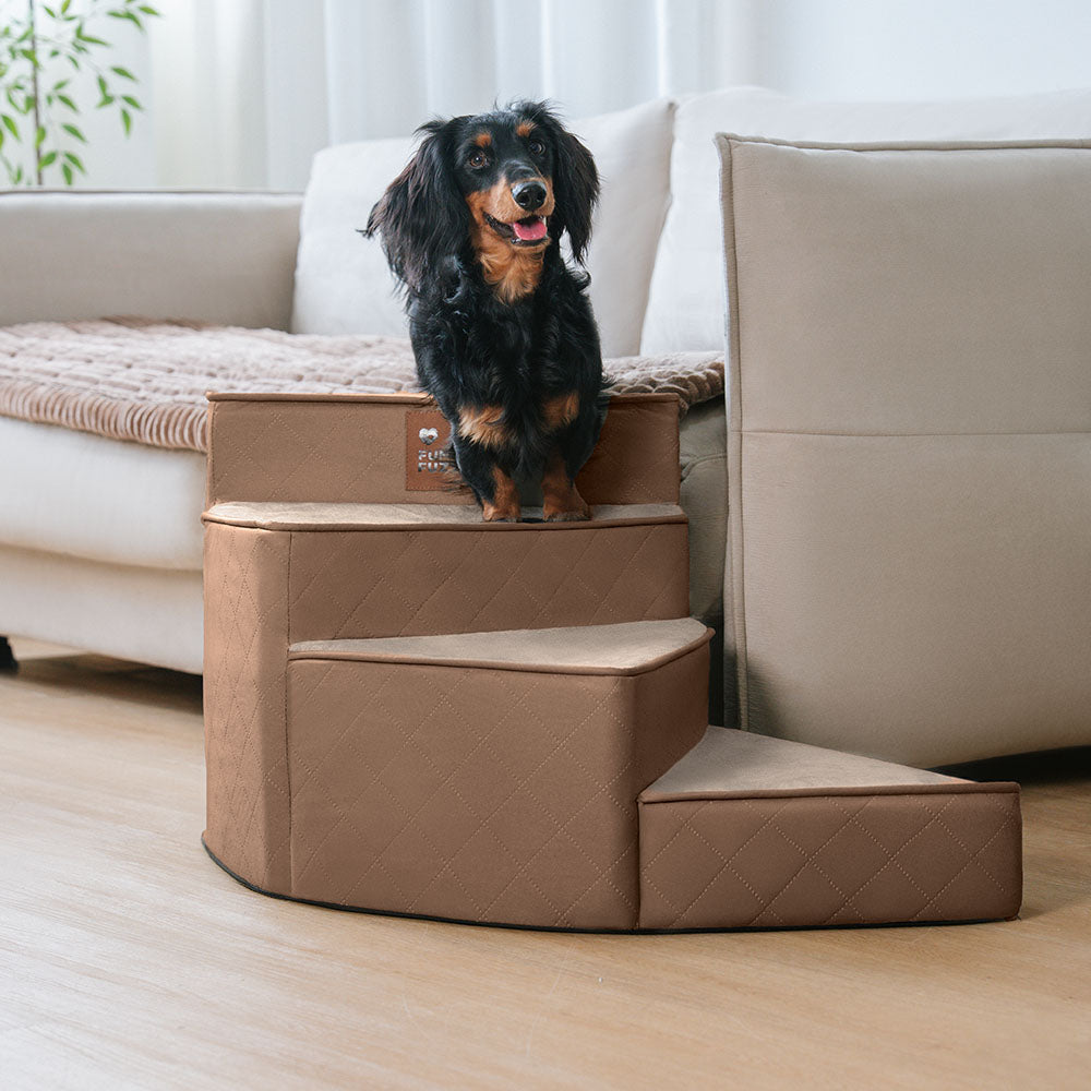 Faux Leather Spiral Dog Stairs for Bed and Sofa, 2-4 Steps