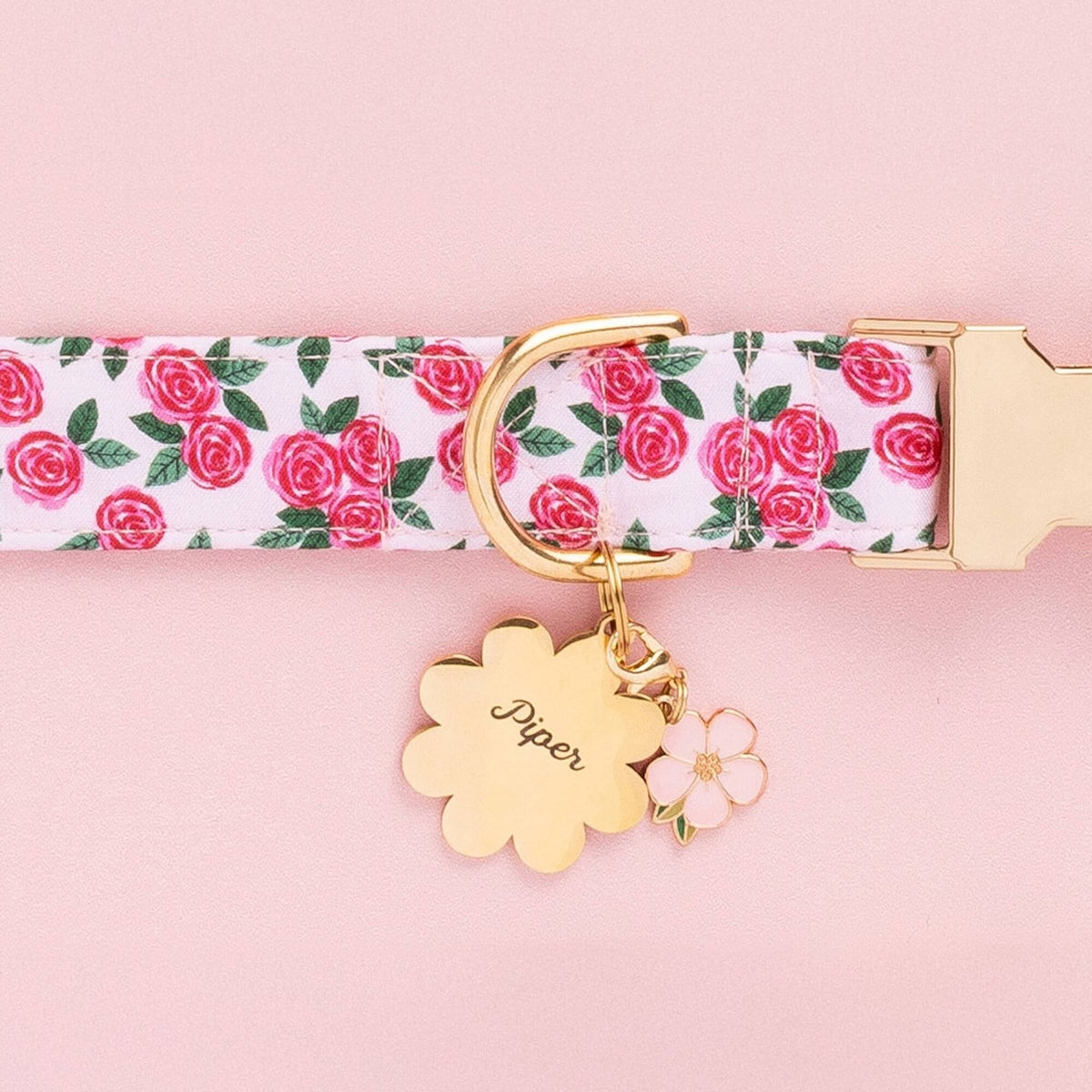 Flower Shaped Pet ID Tag in Gold-Tone Stainless Steel