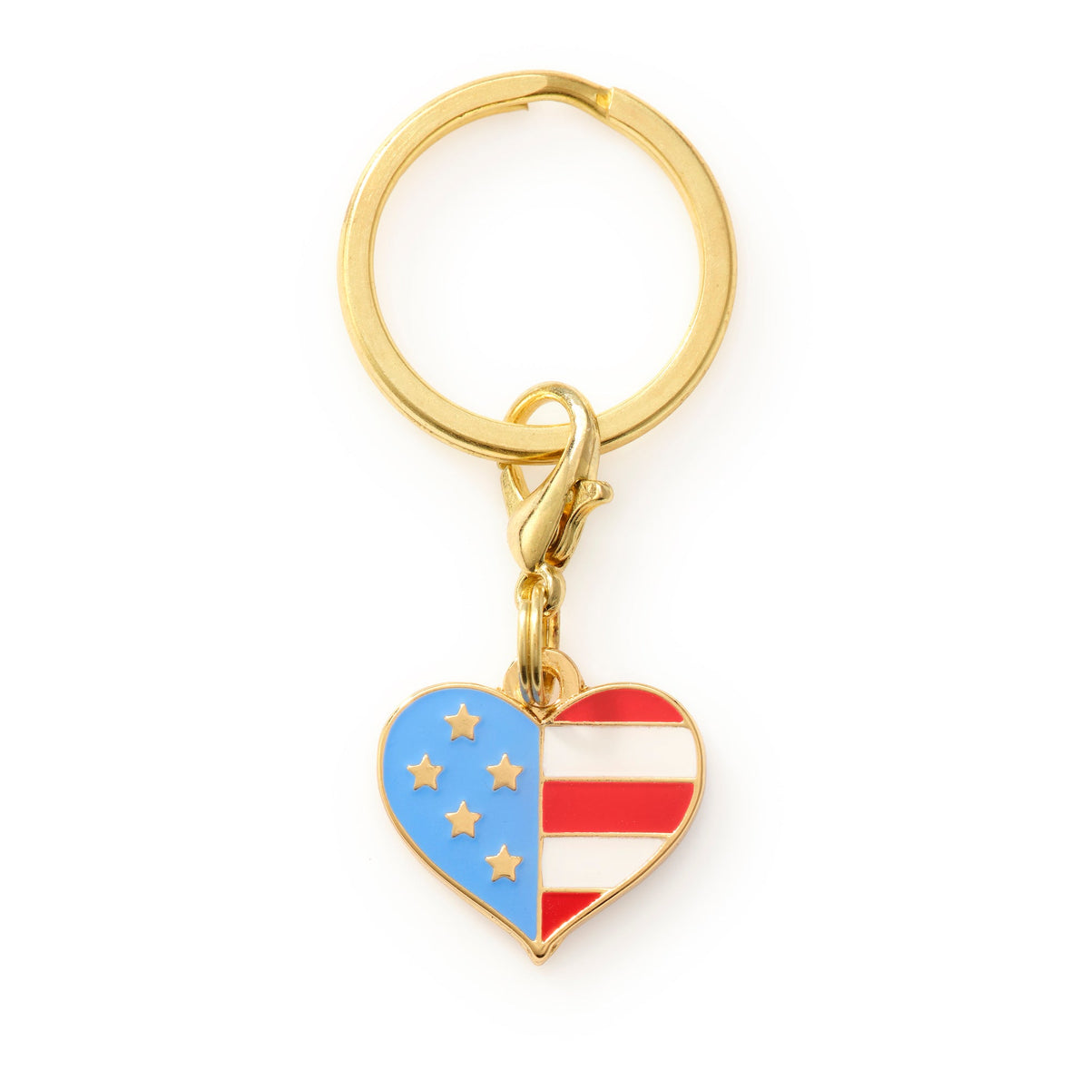 Gold I Heart America Stainless Steel Dog Collar Charm