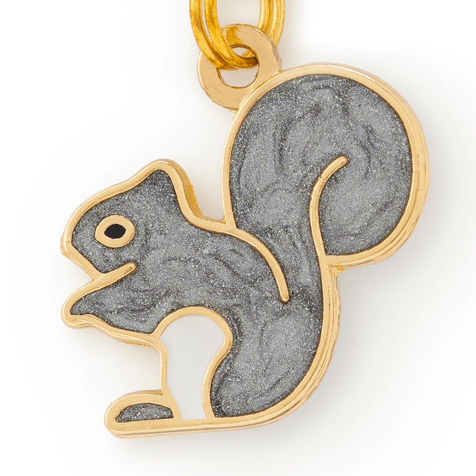 Gray Squirrel Enamel Dog Collar Charm, Double-Sided
