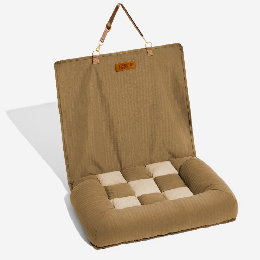 Chessboard Plaid Dog Car Back Seat Bed with Bolsters, Large