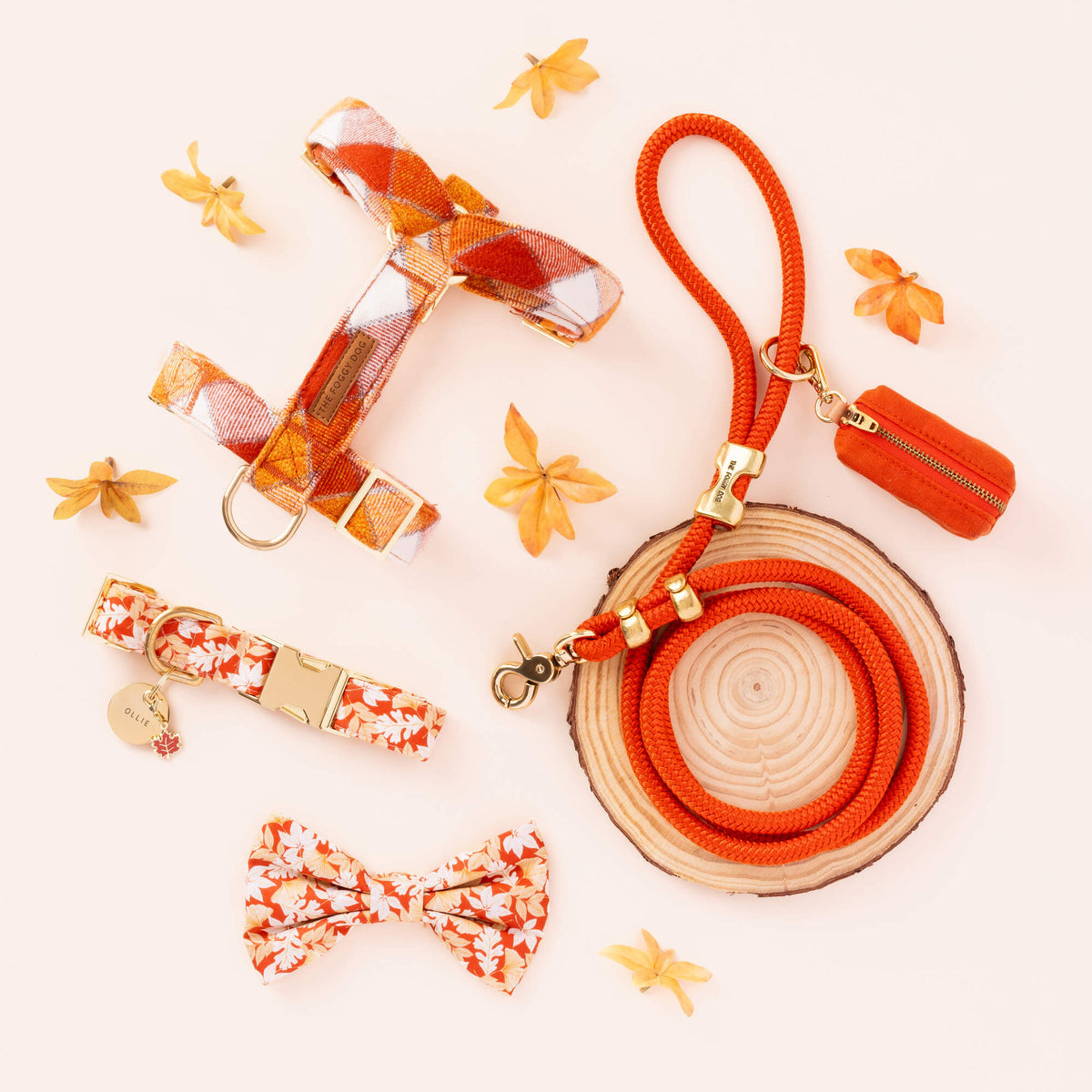 Enamel Maple Leaf Dog Collar Charm, Double-Sided