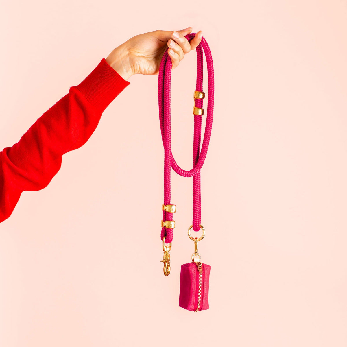 Hot Pink Marine Rope Dog Leash with O-Ring, 5 ft