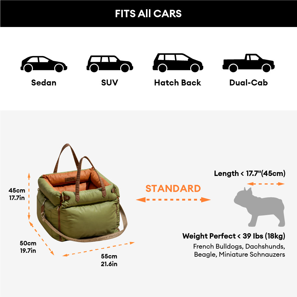 Faux Leather Dog Car Booster Bed with Safety Leash, Waterproof