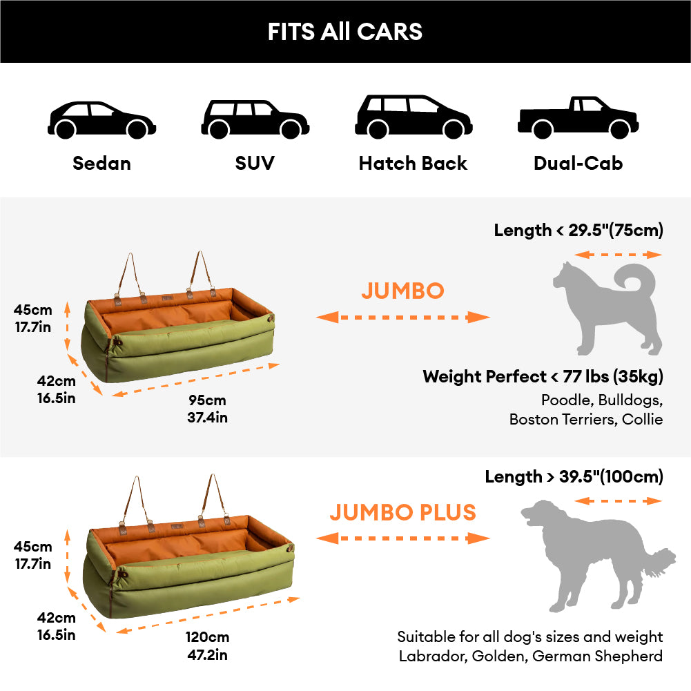 Extra Large Faux Leather Dog Car Seat Booster Bed, Dual-Sided