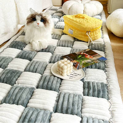 Plaid Chenille Pet Mat and Couch Cover with Non-Slip Back