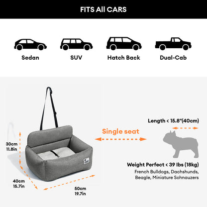 Canvas Dog Car Back Seat Bed with Bolsters, Washable, Full Width