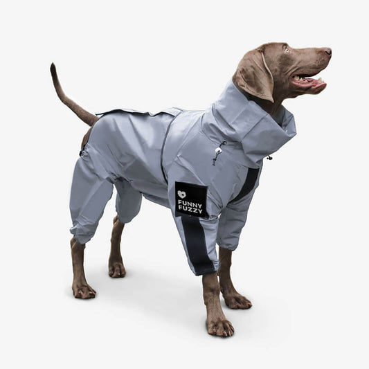 Reflective Waterproof Dog Raincoat with Harness Opening and Zip
