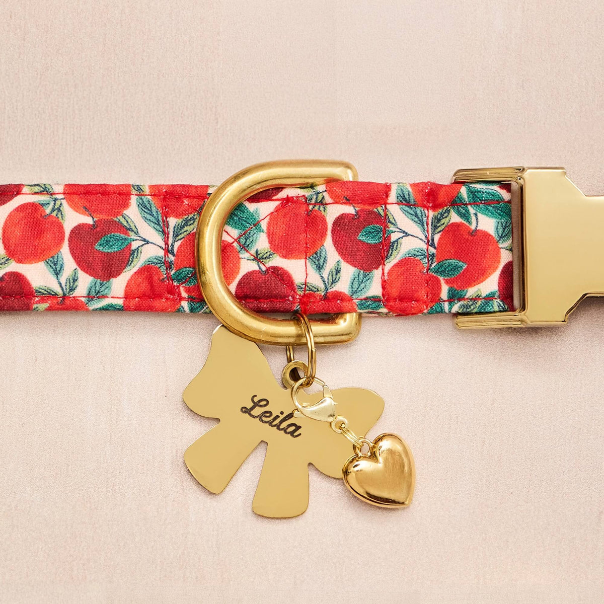 Gold Heart Dog Collar Charm, 14K Gold Plated