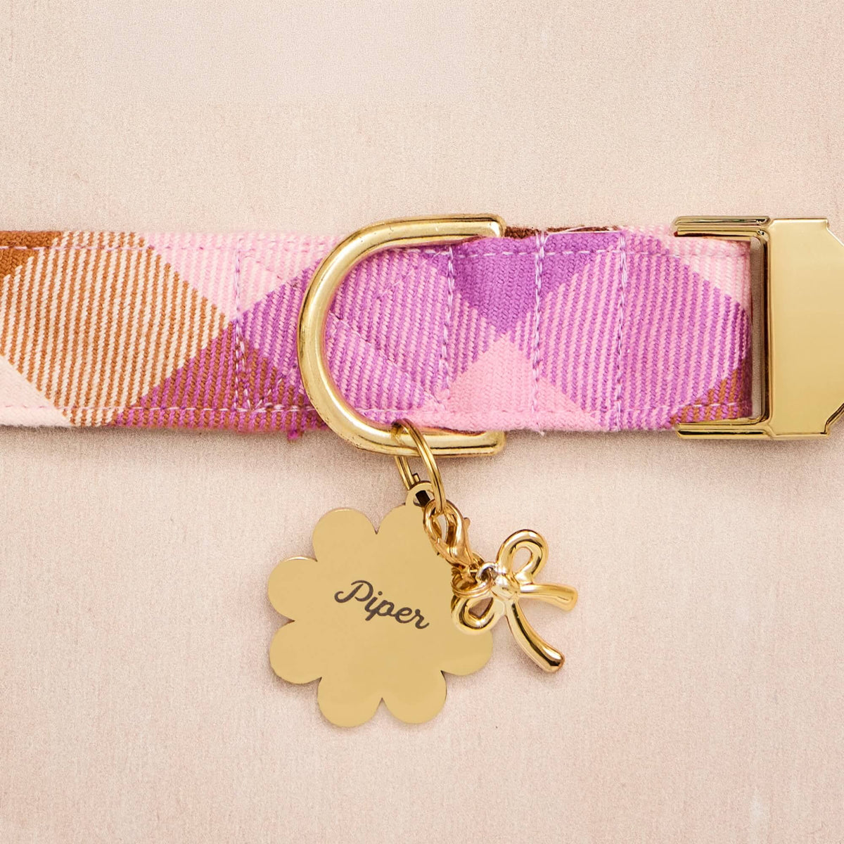 Gold Bow Dog Collar Charm, Nickel-Free Stainless Steel
