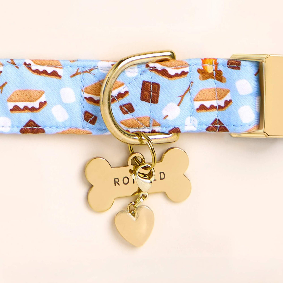 Gold Heart Dog Collar Charm, 14K Gold Plated