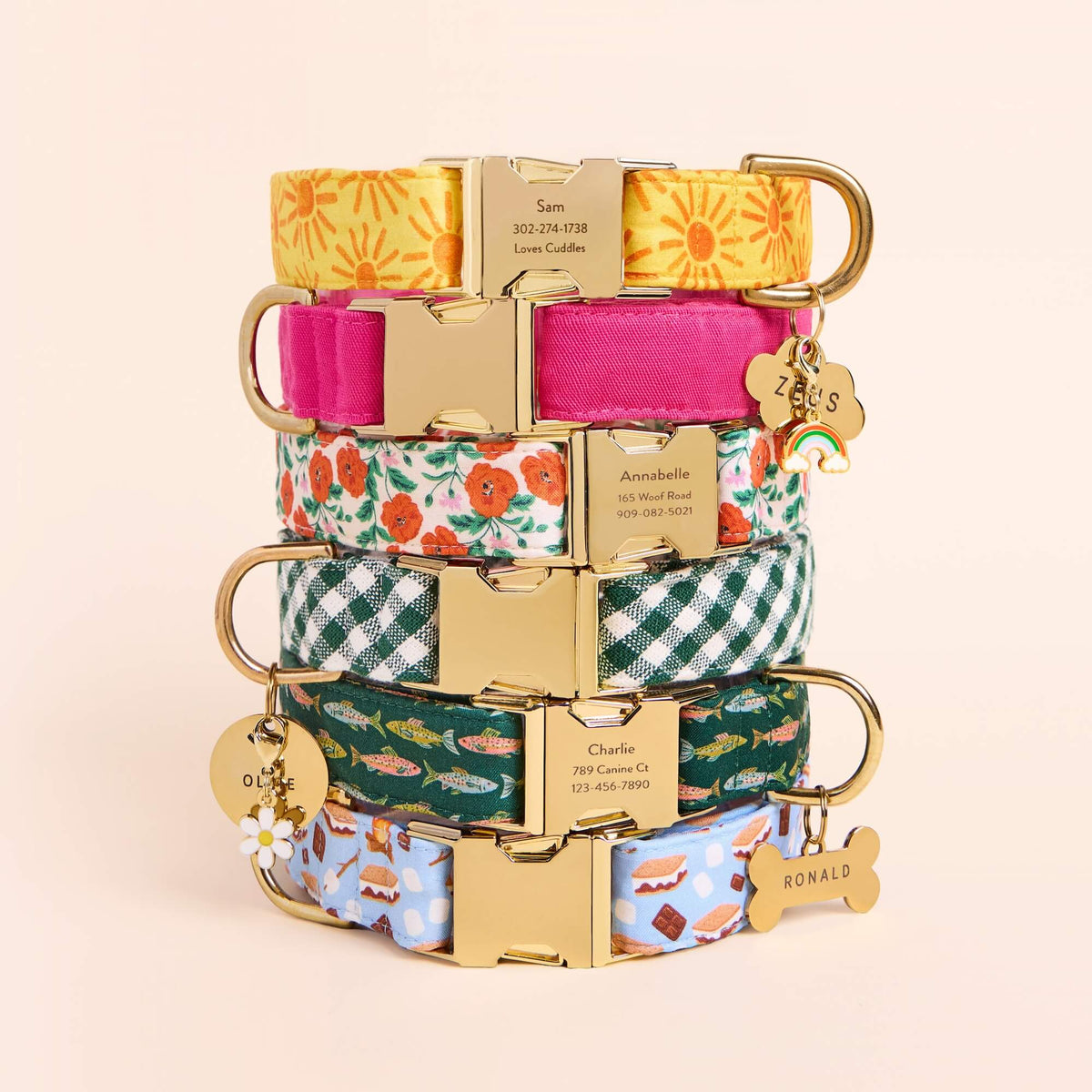Daisy Enamel Dog Collar Charm, Double-Sided