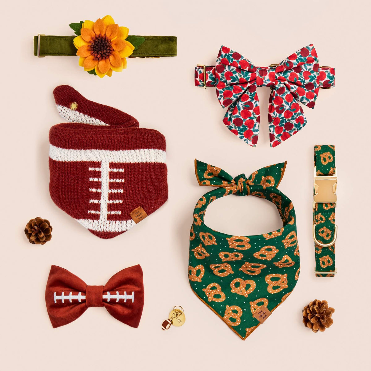 Football Knit Dog Bandana with Snap Closure, Game Day