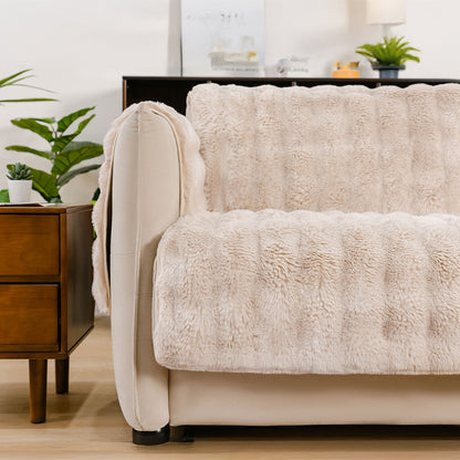 Fluffy Faux Fur Couch Cover, Water-Resistant and Non-Slip