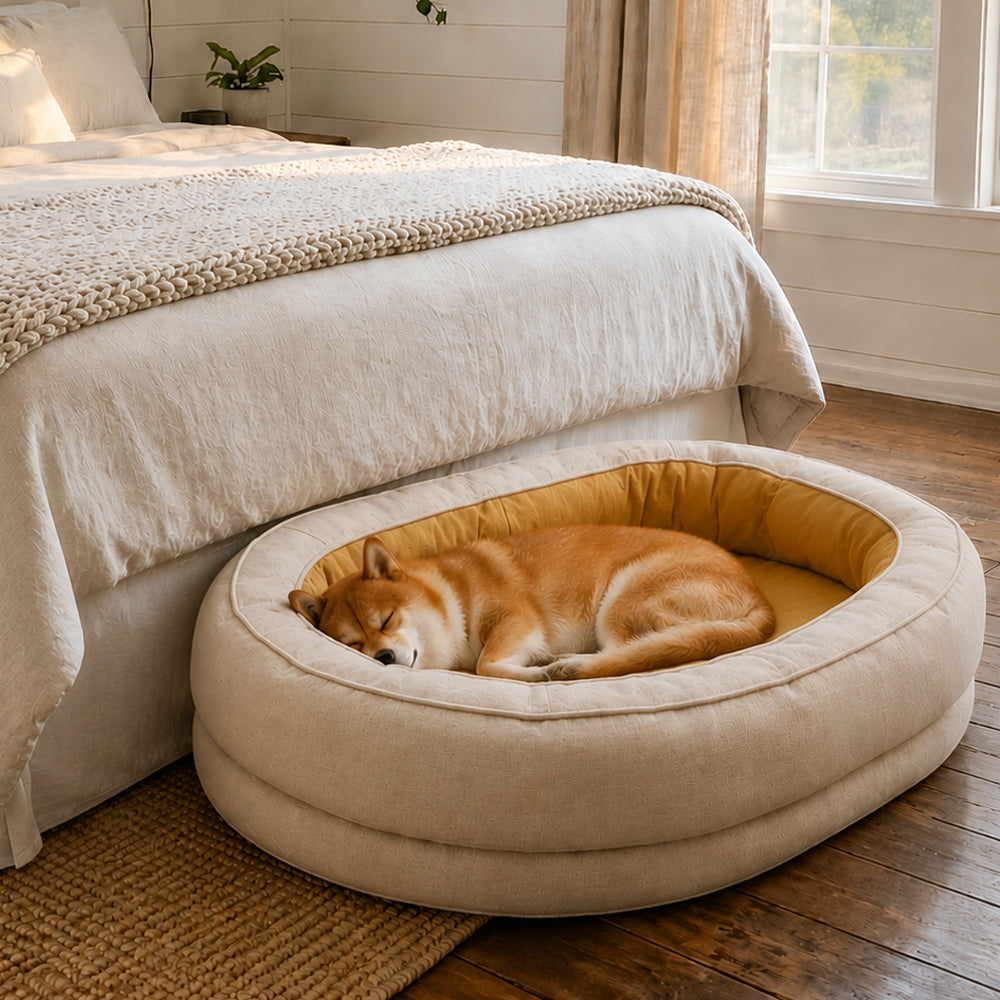 Orthopedic Donut Dog Bed with Waterproof Liner, Washable