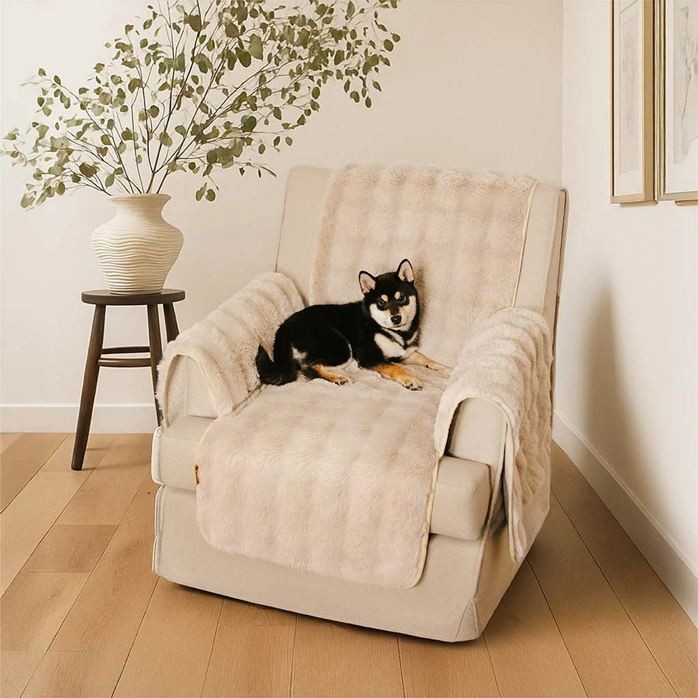 Fluffy Faux Fur Couch Cover, Water-Resistant and Non-Slip