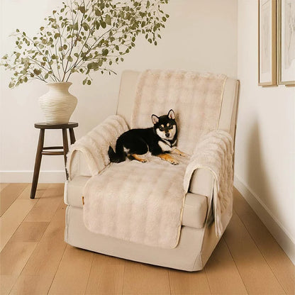 Fluffy Faux Fur Couch Cover, Water-Resistant and Non-Slip