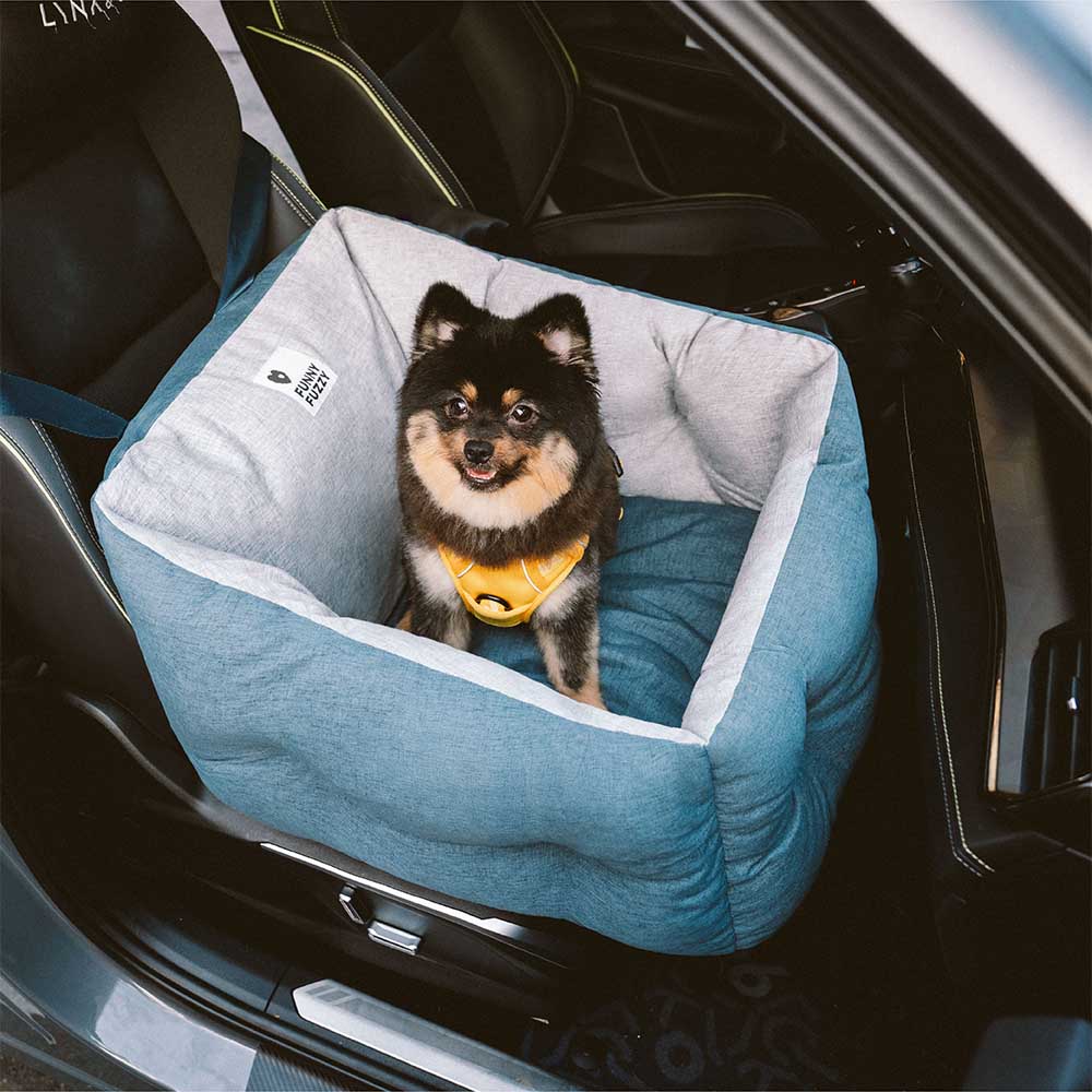 Elevated Waterproof Dog Car Seat Booster Bed with Safety Tether