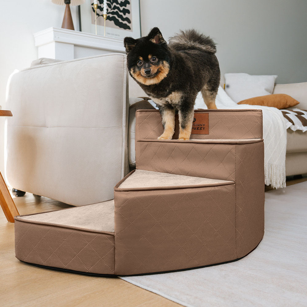 Faux Leather Spiral Dog Stairs for Bed and Sofa, 2-4 Steps