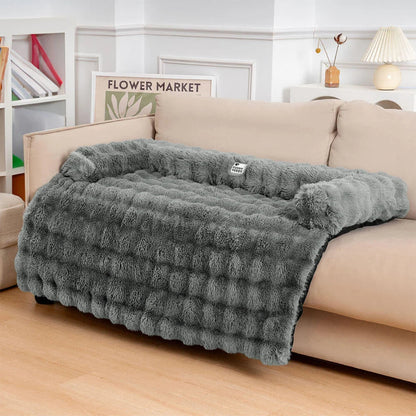 Fluffy Faux Fur Calming Dog Bed and Sofa Protector Mat