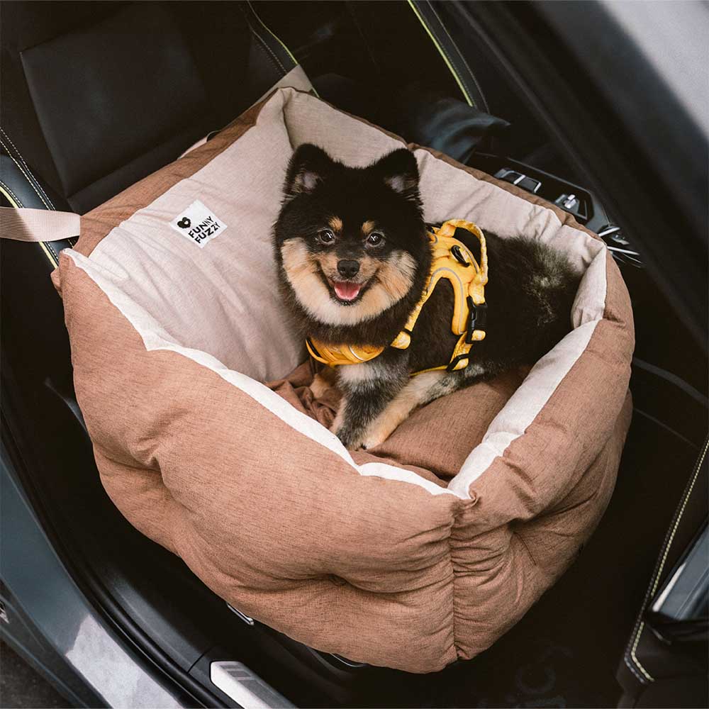 Elevated Waterproof Dog Car Seat Booster Bed with Safety Tether