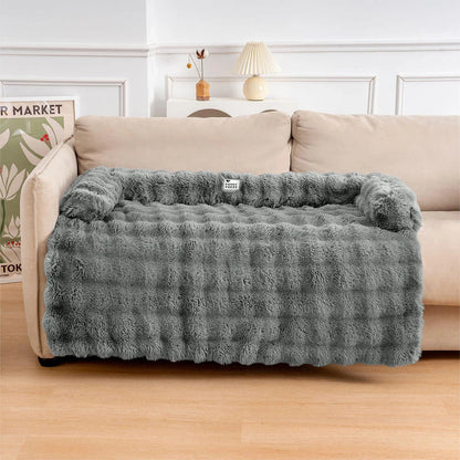 Fluffy Faux Fur Calming Dog Bed and Sofa Protector Mat