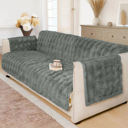 Fluffy Faux Fur Couch Cover, Water-Resistant and Non-Slip