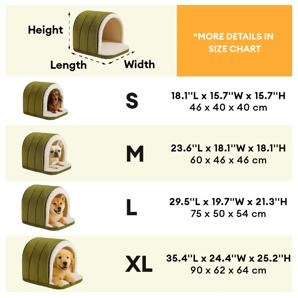 Plush Cave Dog and Cat Bed with Removable Cushion