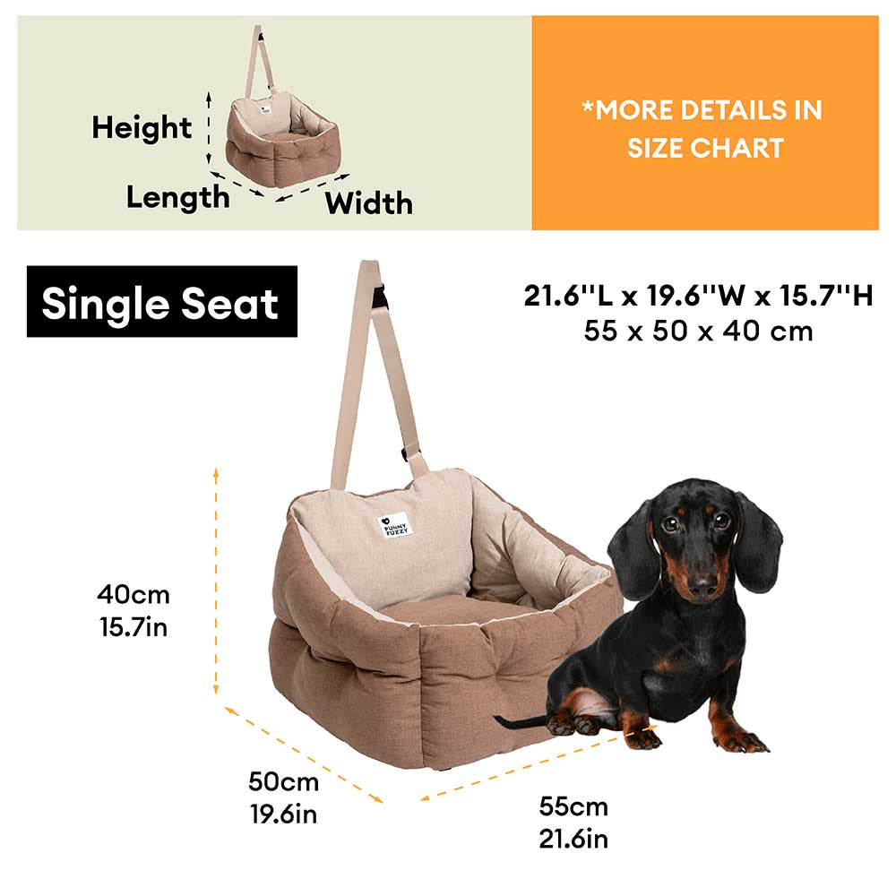 Elevated Waterproof Dog Car Seat Booster Bed with Safety Tether