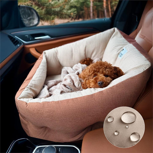 Elevated Waterproof Dog Car Seat Booster Bed with Safety Tether