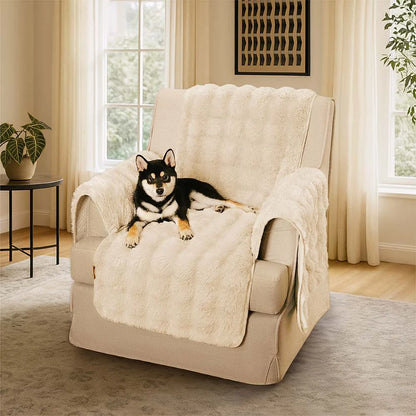 Fluffy Faux Fur Couch Cover, Water-Resistant and Non-Slip