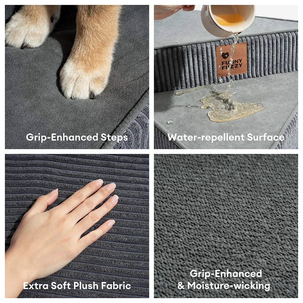 Spiral Corduroy Dog Stairs for Bed and Sofa, 2-4 Steps