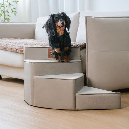 Faux Leather Spiral Dog Stairs for Bed and Sofa, 2-4 Steps