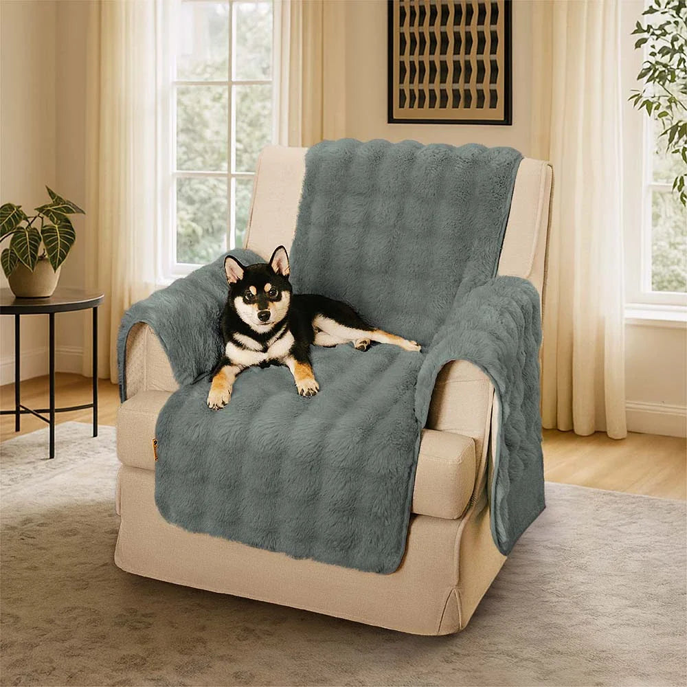 Fluffy Faux Fur Couch Cover, Water-Resistant and Non-Slip