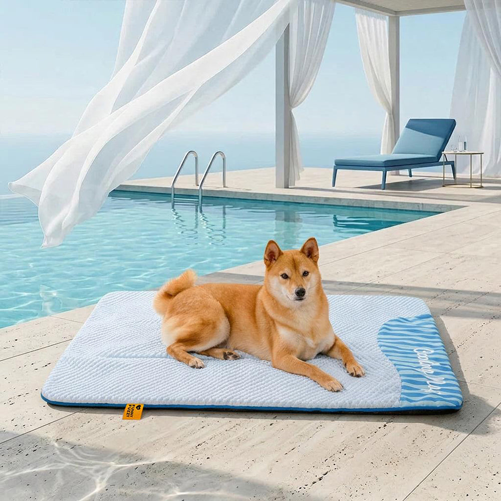 Large Cooling Dog Mat, Washable and Non-Slip, Blue Pink Grey Yellow