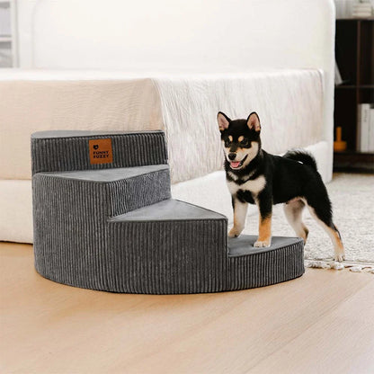 Spiral Corduroy Dog Stairs for Bed and Sofa, 2-4 Steps