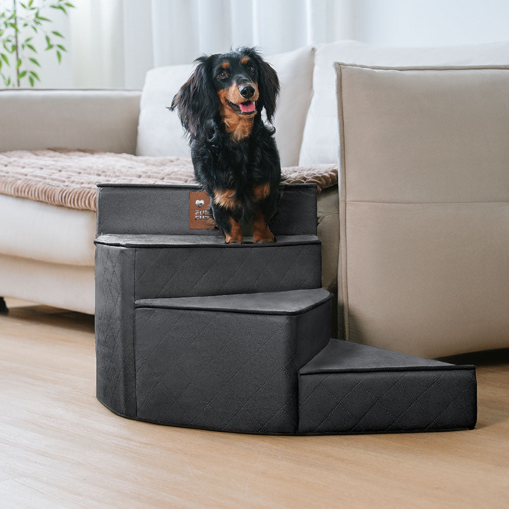 Faux Leather Spiral Dog Stairs for Bed and Sofa, 2-4 Steps