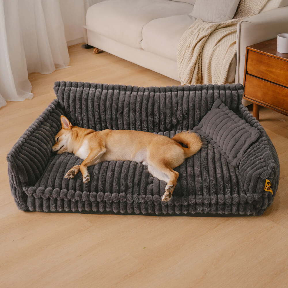 Large Washable Fluffy Orthopedic Dog Sofa Bed with Armrests