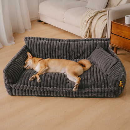 Large Washable Fluffy Orthopedic Dog Sofa Bed with Armrests