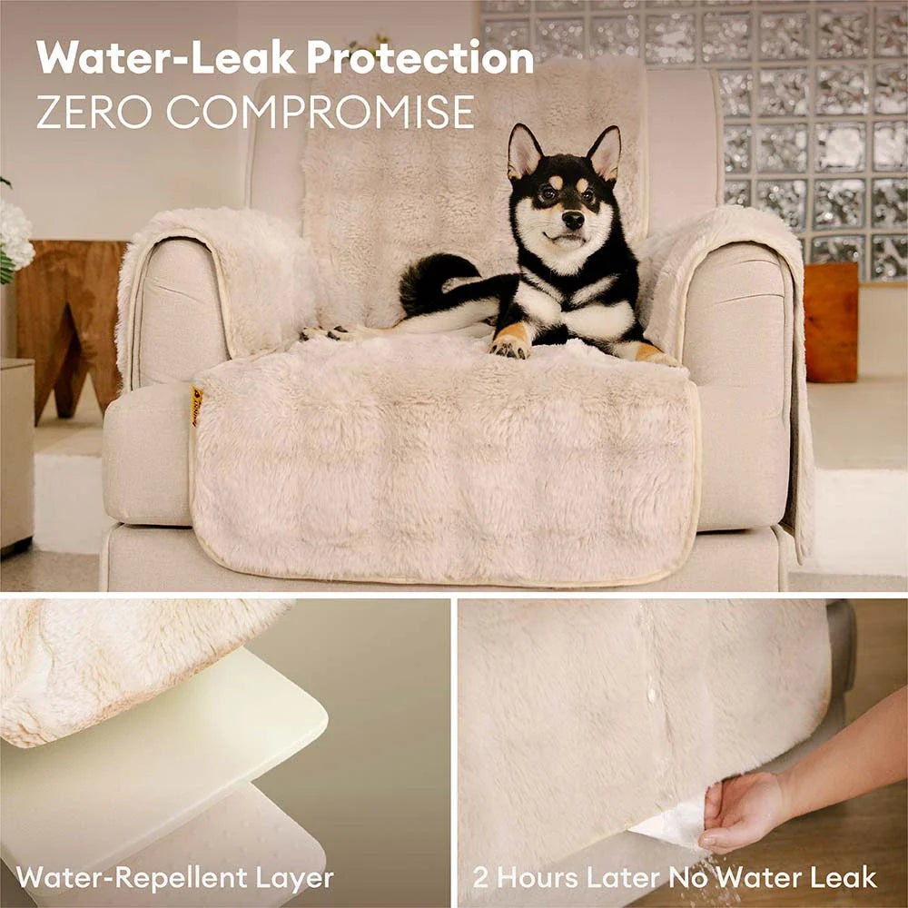 Fluffy Faux Fur Couch Cover, Water-Resistant and Non-Slip