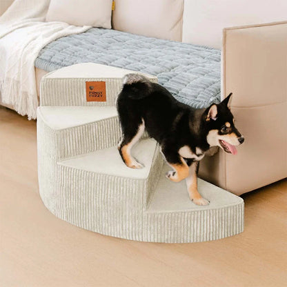 Spiral Corduroy Dog Stairs for Bed and Sofa, 2-4 Steps
