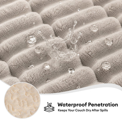 Waterproof One-Piece Flannel Sofa Cover with Quilted Look