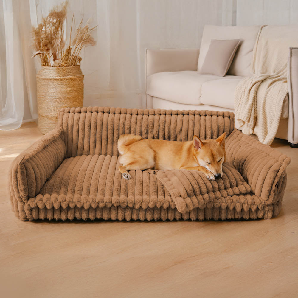 Large Washable Fluffy Orthopedic Dog Sofa Bed with Armrests