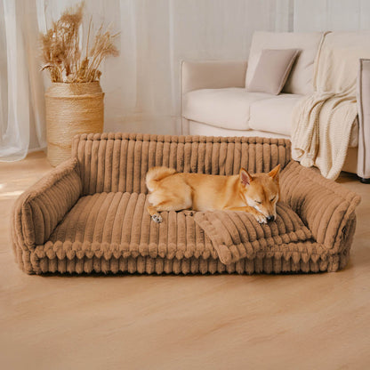 Large Washable Fluffy Orthopedic Dog Sofa Bed with Armrests