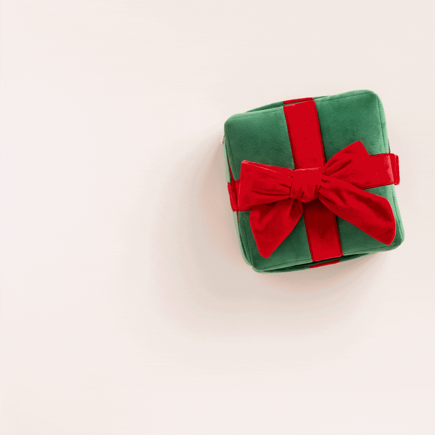 Green & Red Holiday Present Bounce Toy with Squeaker Ball for Dogs