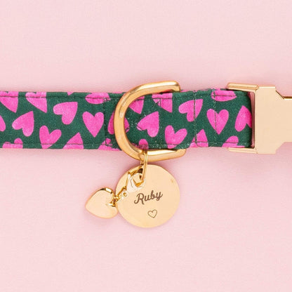 Round Pet ID Tag with Heart Icon, Gold-Tone Stainless Steel