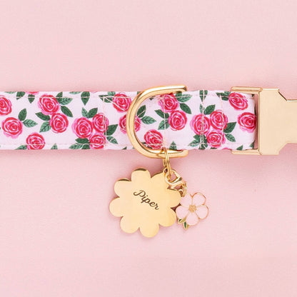 Flower Shaped Pet ID Tag in Gold-Tone Stainless Steel