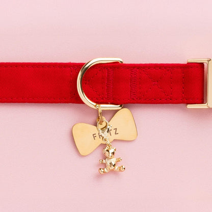 Gold Teddy Bear Collar Charm with Lobster Clasp