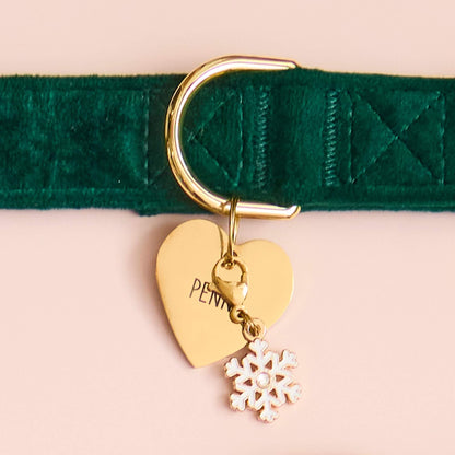 Enamel Snowflake Dog Collar Charm, Double-Sided