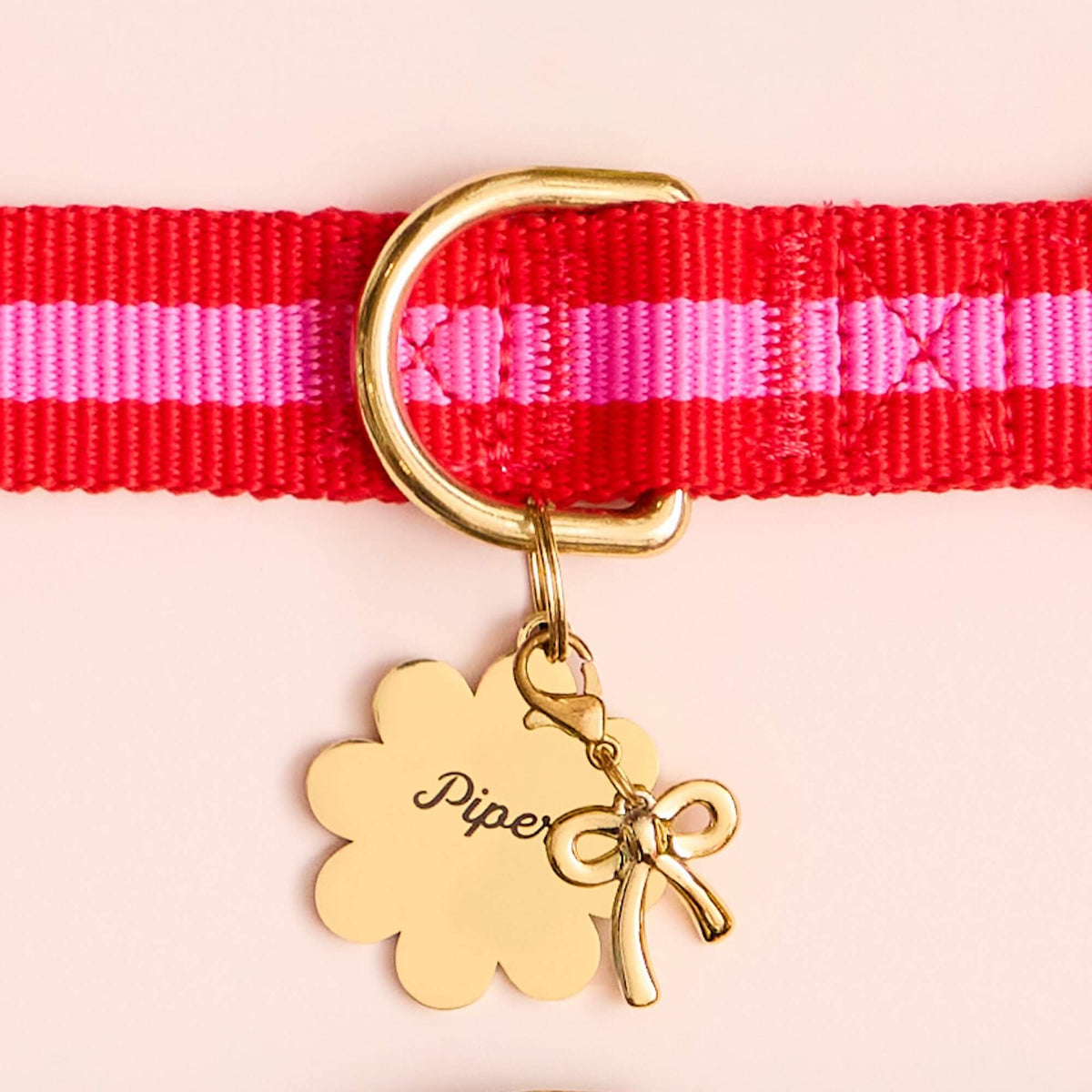 Gold Bow Dog Collar Charm, Nickel-Free Stainless Steel